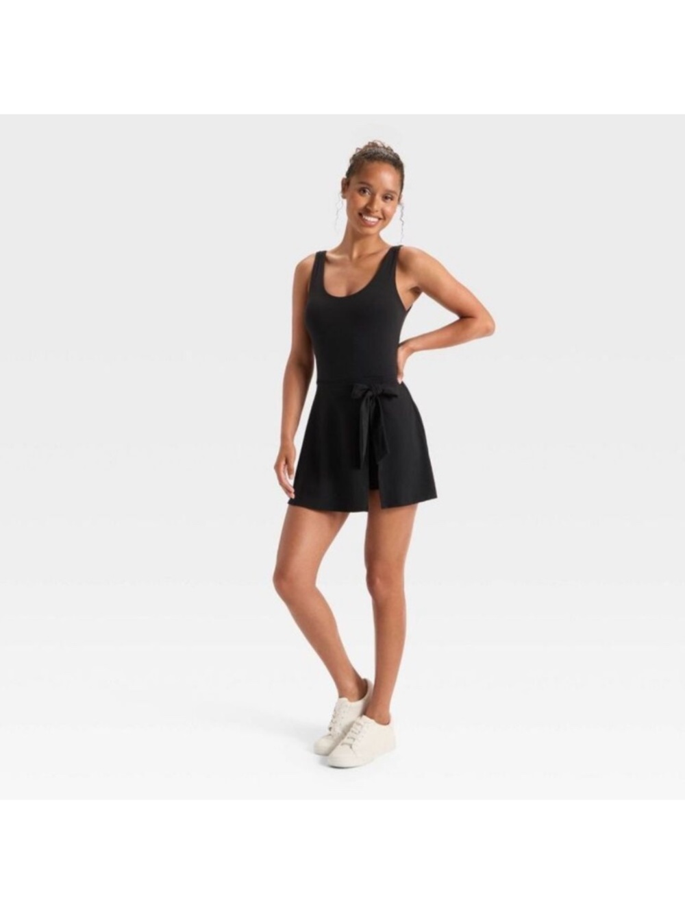 JoyLab - Women's Knit Front Tie Active Dress - JoyLab Black Black